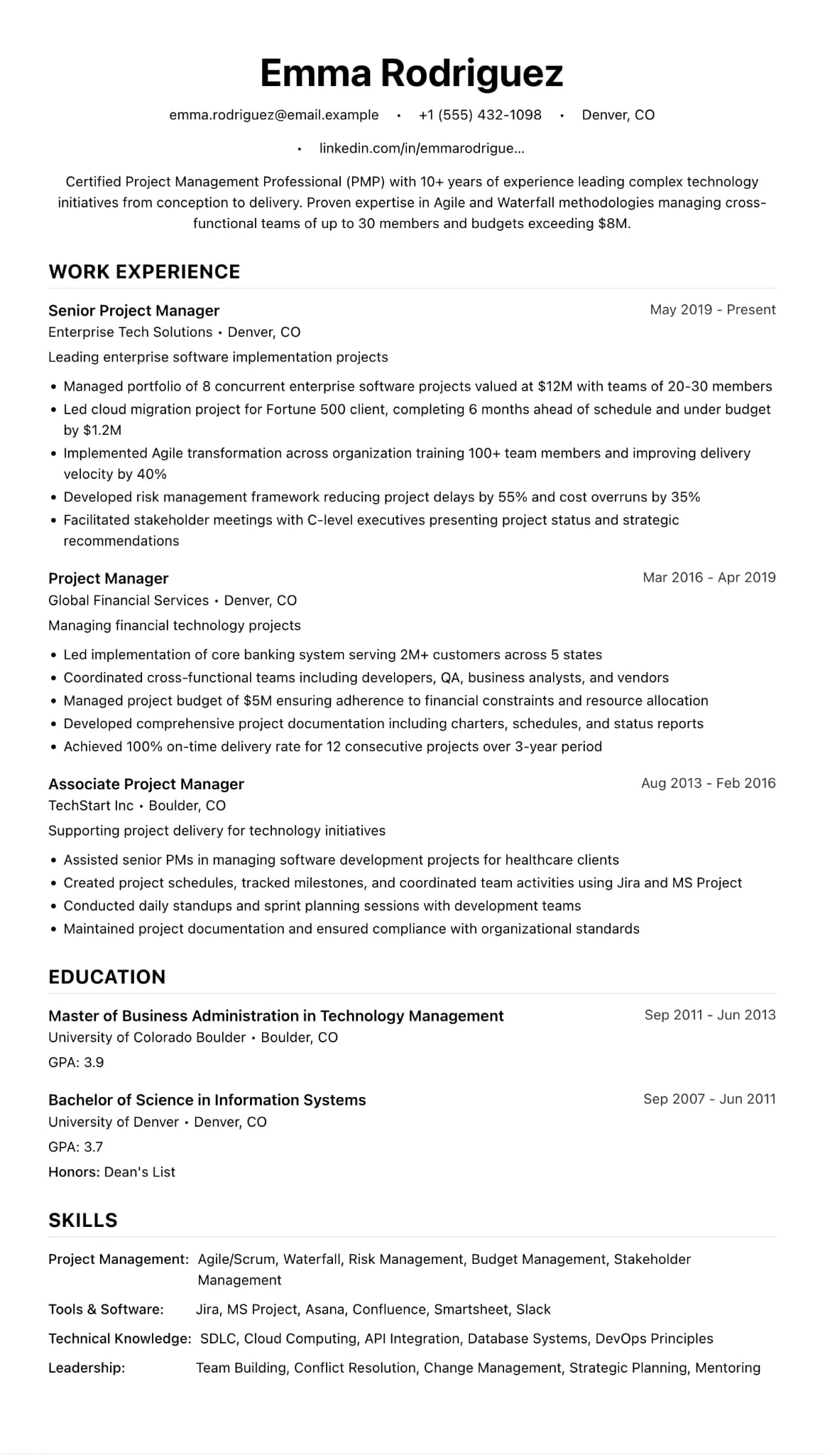 LaTeX ATS Professional template preview