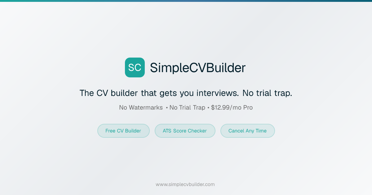 SimpleCVBuilder — Free ATS-Friendly CV Builder | No Watermarks